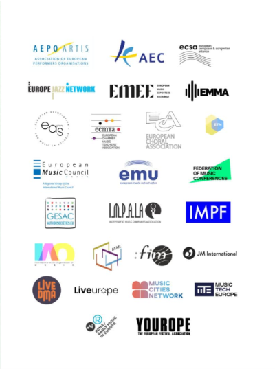 logos of 26 music organisations